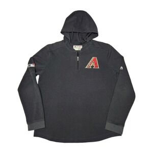 Majestic MLB Arizona Diamondbacks Quarter Zip Hoodie Mens M Gray Authentic